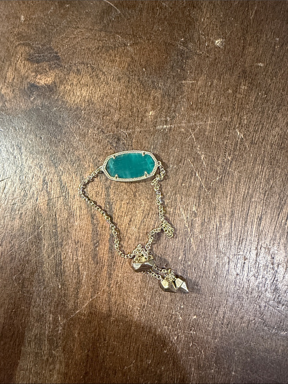 Kendra Scott Gold-Tone Green Stone Pendant Bracelet
